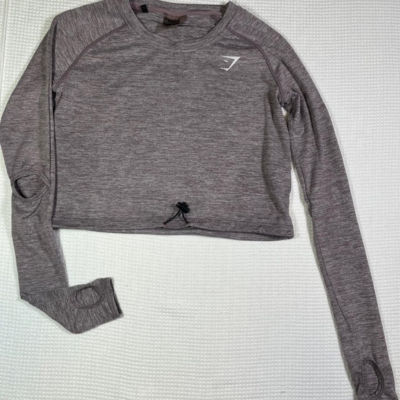 Tops - Gymshark gray  heather long sleeve crop top in  XS